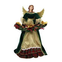 Christmas Traditional ANGEL Green Satin Ornament Tree Topper 38cm