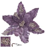 Violet Poinsettia Flower With Clip