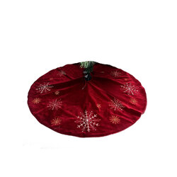 Christmas Tree Skirt Burgundy Velour With Embroiderry 1m