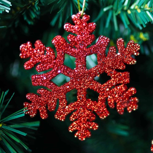 6 RED SNOWFLAKES 100mm