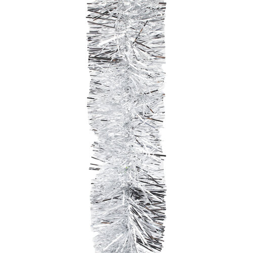 100m SILVER Christmas Tinsel 75mm wide
