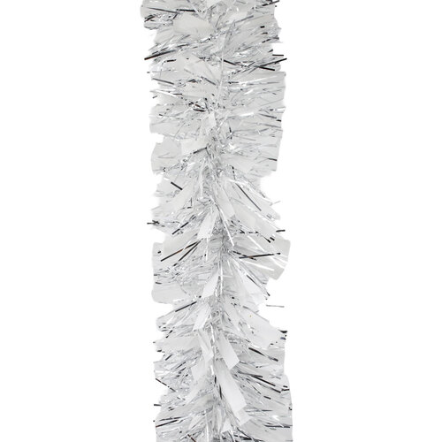10m WHITE SILVER Christmas Tinsel 75mm wide