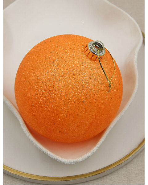 Orange 150mm Fluro Glitter Christmas Bauble