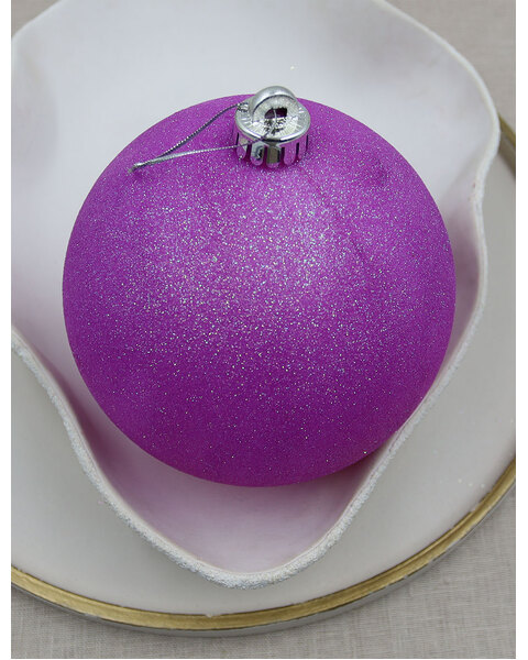 Violet 150mm Fluro Glitter Christmas Bauble
