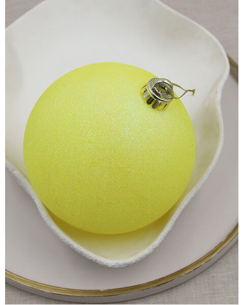 Yellow 150mm Fluro Glitter Christmas Bauble