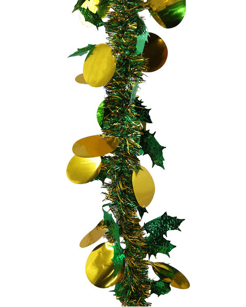 2.5m GOLD GREEN Mix Christmas Tinsel 100mm wide