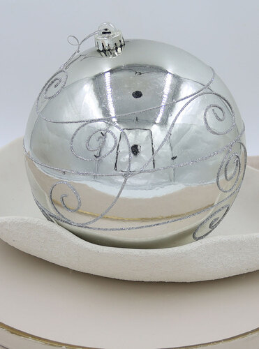 200mm Christmas Decorative Swirl Bauble Silver 1 Ball