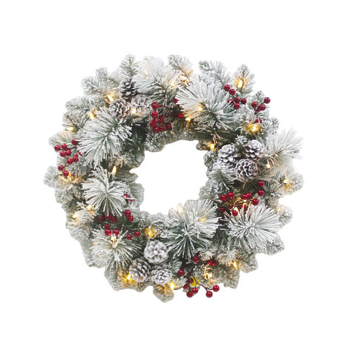 The Frosted Adelaide Wreath 61cm Pre-Lit