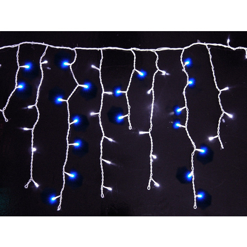 BLUE / WHITE 240 LED Christmas Icicle Lights - 5 metres