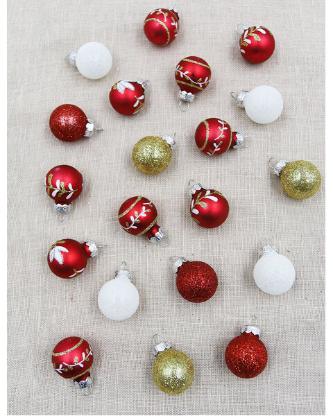 25mm Glass Christmas Traditional Baubles 20 Pack