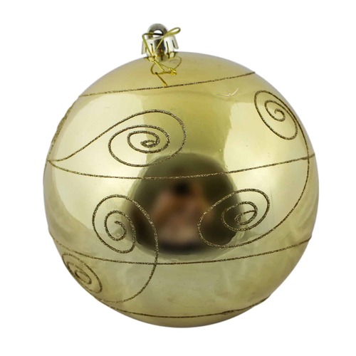 GOLD 300mm Christmas Decorative Swirl Bauble Gloss