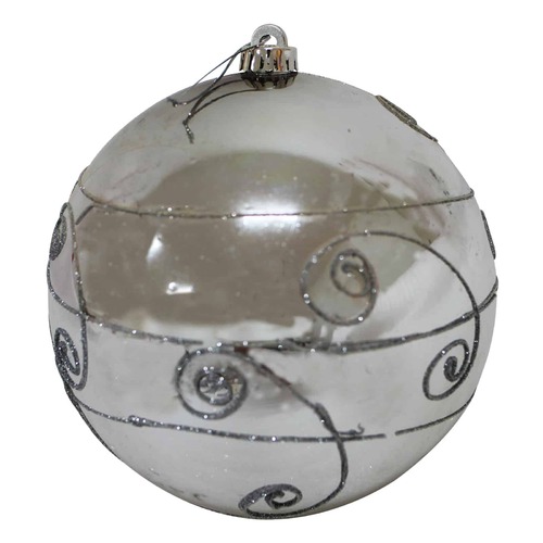 300mm Christmas Decorative Edge Bauble Silver 1 Ball