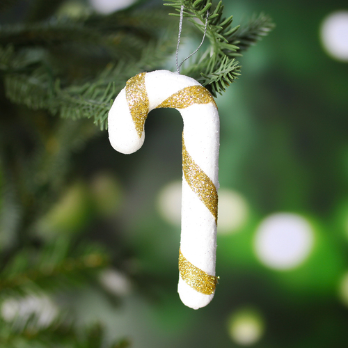 Christmas Tree Ornaments Candy Cane Gold and White