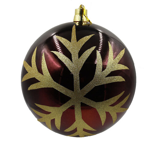 RED 400mm Christmas Bauble with Gold Snowflake