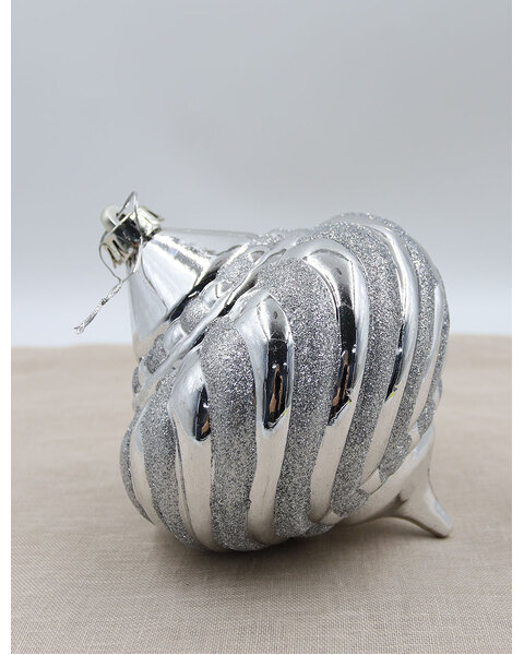 SILVER Onion Shaped Christmas Baubles 150mm