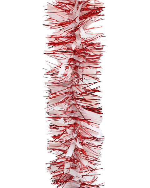 5m RED WHITE Mix Christmas Tinsel 100mm