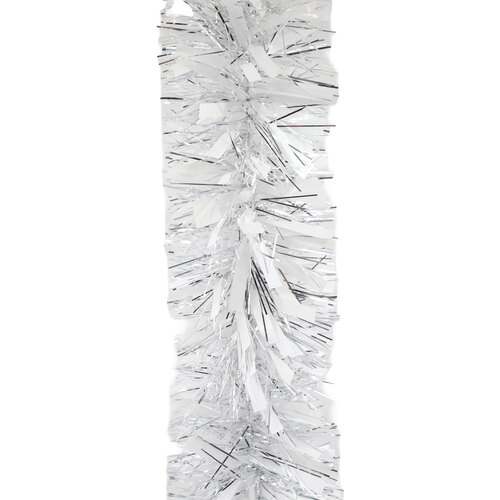 5m WHITE SILVER Mix Christmas Tinsel 100mm wide