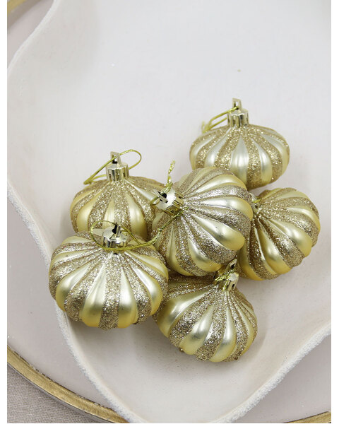 Gold Onion Shaped Christmas Baubles 6 Pack