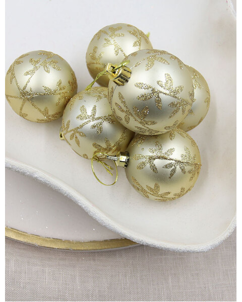 Gold Swirls 60mm Christmas Baubles 6 Pack
