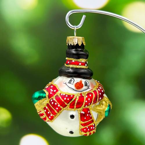 Single Figure Christmas Snowman With Star Hanging Decoration 100mm