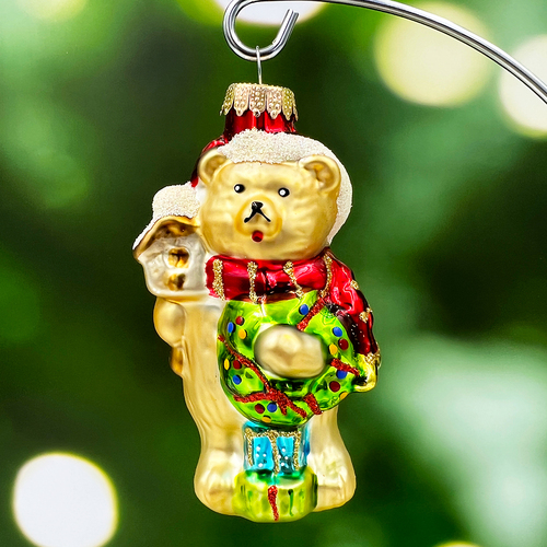 Single Figure Christmas Teddy Hanging Decoration 100mm