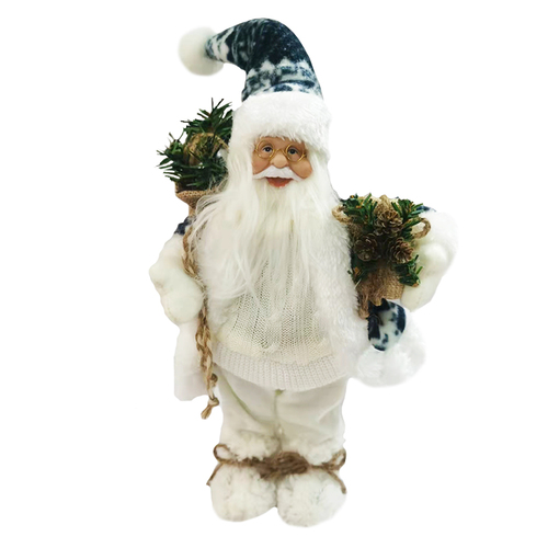 Santa Ornament Traditional Grey White 30cm