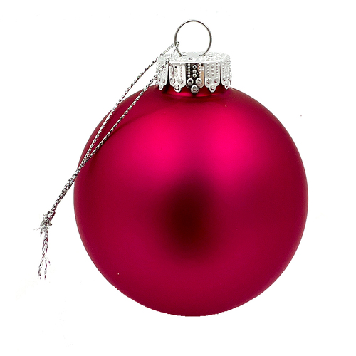 Glass Christmas Bauble single Hot Pink Matt 80mm