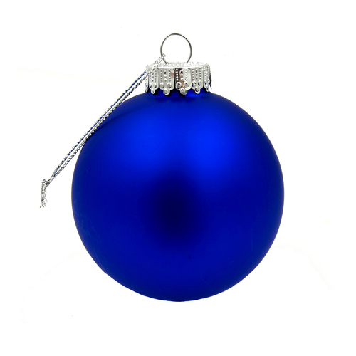 Glass Christmas Bauble single Cobalt Blue Matt 80mm