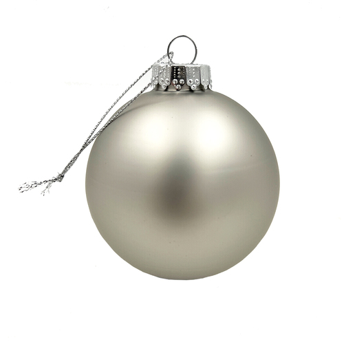 Glass Christmas Bauble single - Silver Matt 80mm