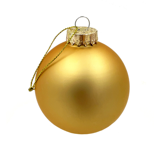 Glass Christmas Bauble single Soft Gold Matt 80mm