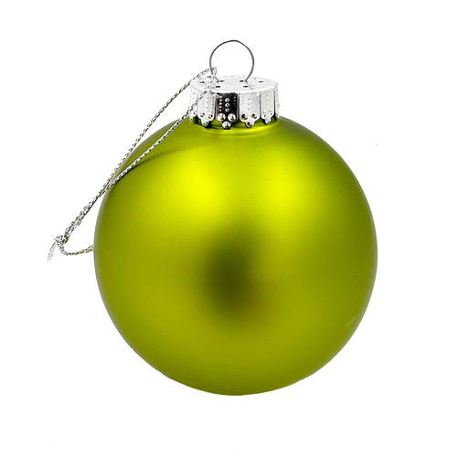 Glass Christmas Bauble single Apple Green Matt 80mm