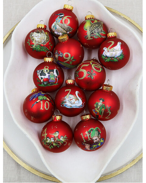 60mm Glass Christmas Day Baubles 12 Pack