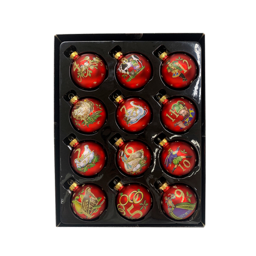 60mm Glass Christmas Day Baubles 12 Pack