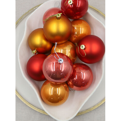 AUTUMN MIX Christmas Baubles 80mm Pearl Matt Packs