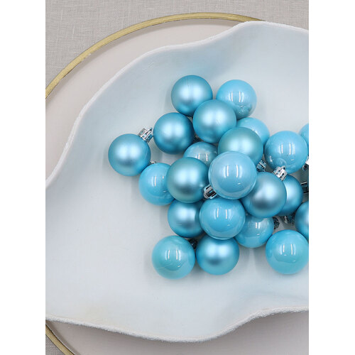 Baby Blue 40mm Christmas Baubles Pearl Matt 24 Pack