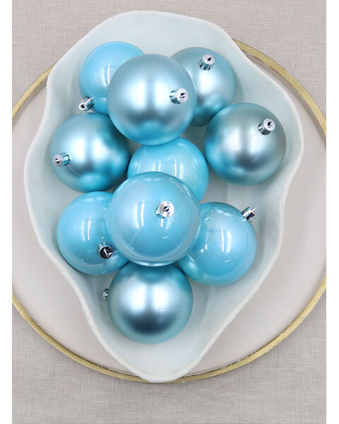 Baby Blue Christmas Baubles 70mm Pearl Matt