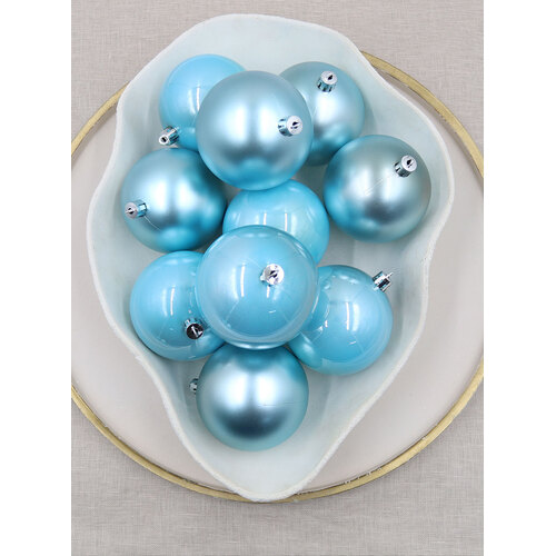 Baby Blue Christmas Baubles 80mm Pearl Matt Packs