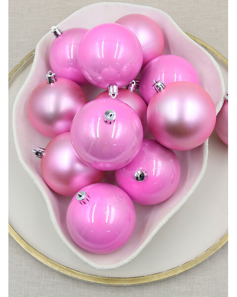 Baby Pink Christmas Baubles 70mm Pearl Matt 24 Pack