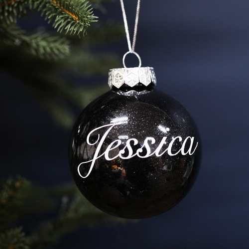 Personalised Black Christmas Bauble 80mm