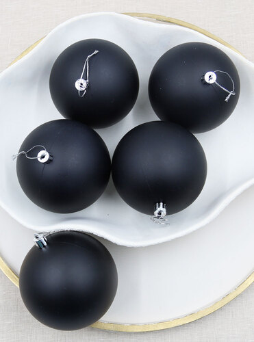 BLACK Christmas Baubles100mm 24 Balls Matt
