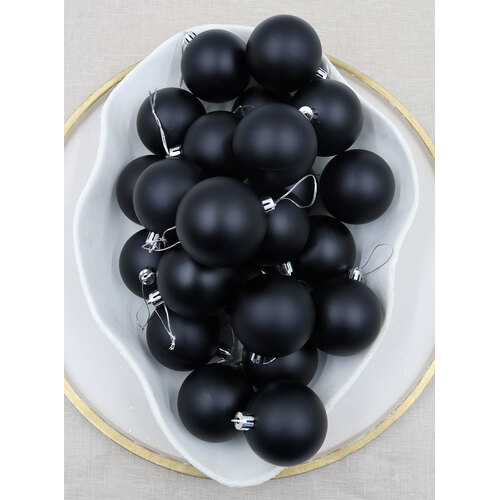 Black Christmas Baubles 60mm Matt Packs