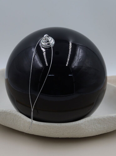 Black Christmas Baubles Gloss 200mm 4 Pack