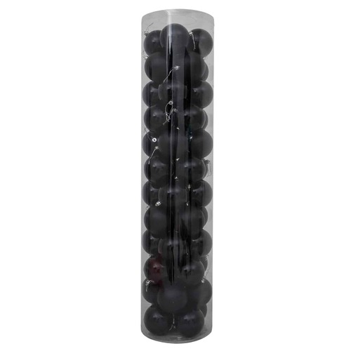 BLACK Christmas Baubles 60mm 24 Pack Gloss Pearl Matt