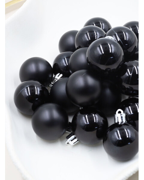 Black Christmas Baubles 70mm Gloss Pearl Matt Packs