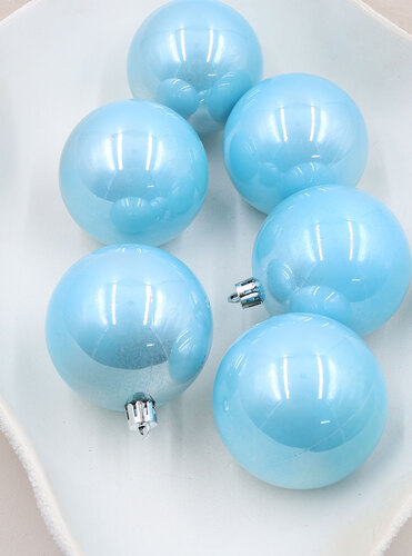 Baby Blue Christmas Baubles 60mm Pearl 6 Pack