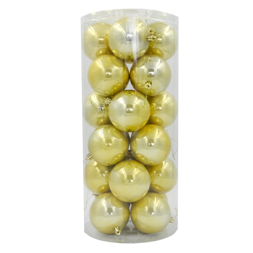 PALE GOLD 60mm  Christmas Baubles Pearl 48 Pack