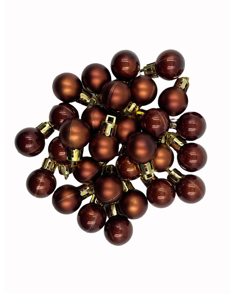 COFFEE 20mm Christmas Baubles Pearl Matt 30 Pack
