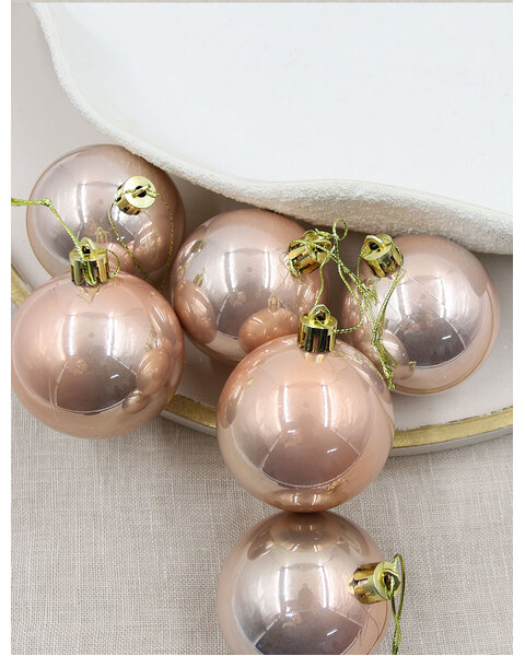 Copper Christmas Baubles 70mm Pearl 6 Pack