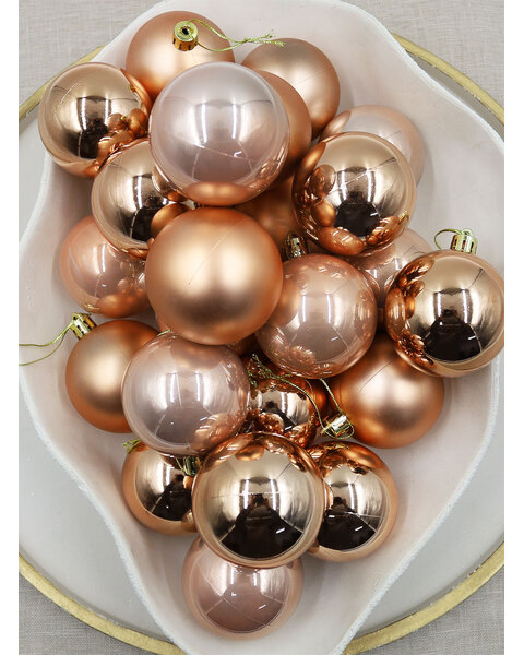 Copper Christmas Baubles 60mm Pearl Matt Packs