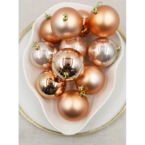 Copper Christmas Baubles 80mm 24 & 48 Packs